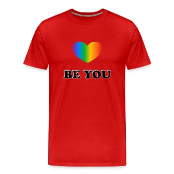 Be You LGBT Rainbow Heart Pride Month - T-shirt bio Premium Homme - rouge - Devant - Damien (186cm)