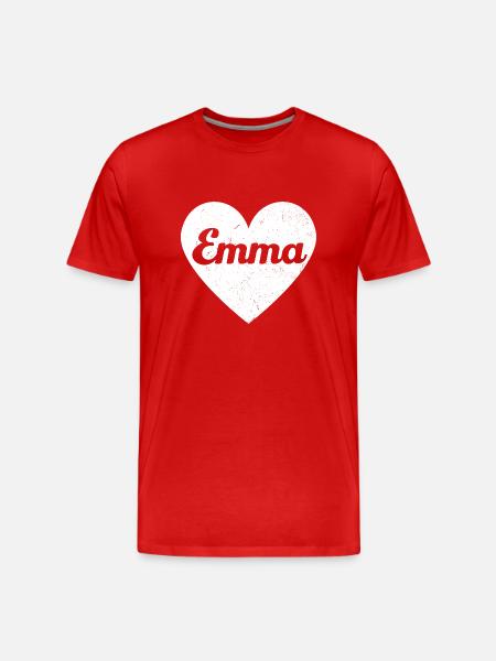 Emma First Name Gift Idea Heart Love I Love - Men's Premium Organic T-Shirt - red