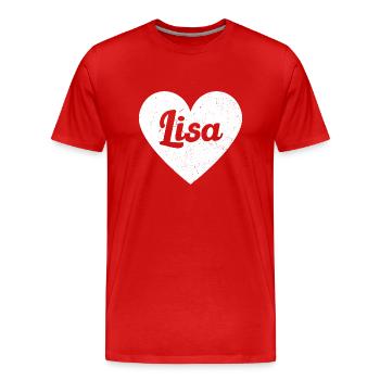 Lisa Vorname Geschenkidee Herz Love Ich liebe Lisa - Männer Premium Bio T-Shirt - Rot - Vorne - Damien (186cm)