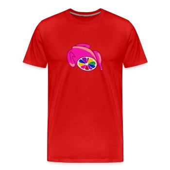 chicken, chicken, pink chicken,comic,LGBT - Men's Premium Organic T-Shirt - red - Front - Damien (186cm)