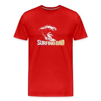 Papa surfeur - Papa Lustig - T-shirt bio Premium Homme - rouge - Devant - Damien (186cm)