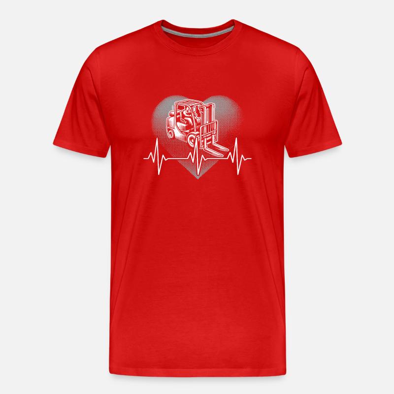 Herzschlag Gabelstapler - Männer Premium Bio T-Shirt - Rot