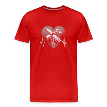 Herzschlag Modellflug - Männer Premium Bio T-Shirt - Rot - Vorne - Damien (186cm)