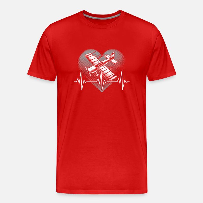 Herzschlag Modellflug - Männer Premium Bio T-Shirt - Rot