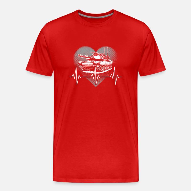 Herzschlag Panzer - Männer Premium Bio T-Shirt - Rot