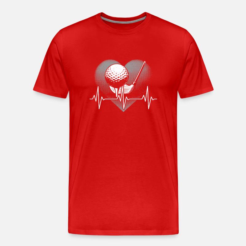 Herzschlag Golf - Männer Premium Bio T-Shirt - Rot