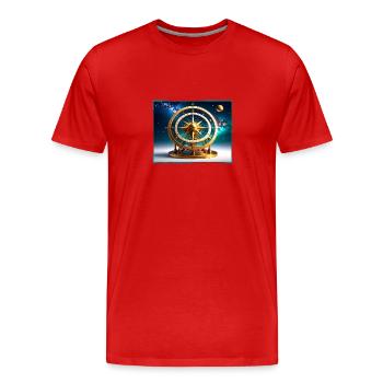 polarlichter,sterne,nacht, kompass - Männer Premium Bio T-Shirt - Rot - Vorne - Damien (186cm)