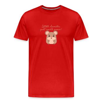 Hamster au regard triste, paix, hamster triste - T-shirt bio Premium Homme - rouge - Devant - Damien (186cm)