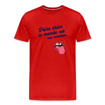 Humour défaut drôle - T-shirt bio Premium Homme - rouge - Devant - Damien (186cm)