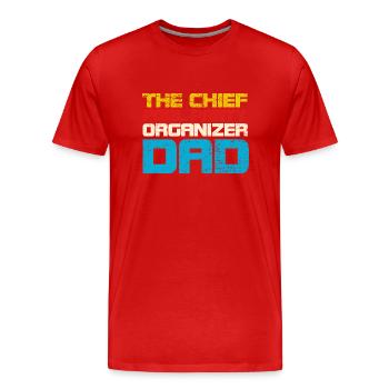 Le père organisateur en chef de la fête de la piscine - T-shirt bio Premium Homme - rouge - Devant - Damien (186cm)