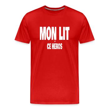 mon lit ce héros - T-shirt bio Premium Homme - rouge - Devant - Damien (186cm)