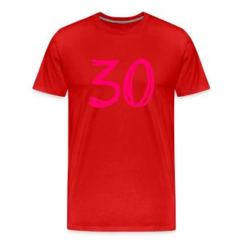 30 JAHRE. 30-JÄHRIGES JUBILÄUM. GEBURTSTAG 30 JAHRE. 30 - Männer Premium Bio T-Shirt - Rot - Vorne - Damien (186cm)