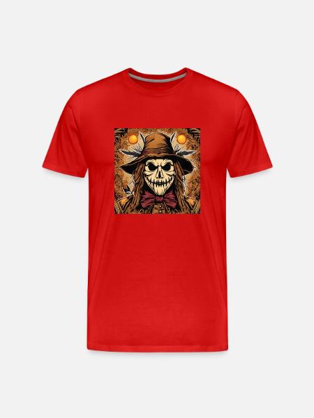 Portrait d'un effrayant épouvantail - T-shirt bio Premium Homme - rouge