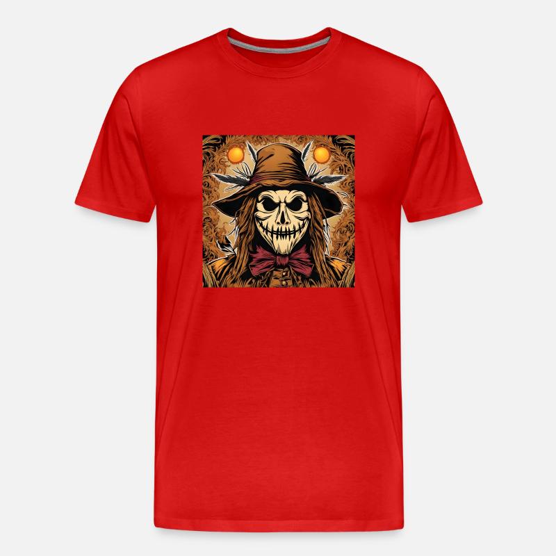 Porträt einer furchterregenden Vogelscheuche - Männer Premium Bio T-Shirt - Rot