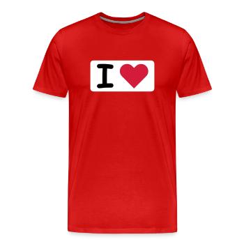 I LOVE - Männer Premium Bio T-Shirt - Rot - Vorne - Damien (186cm)