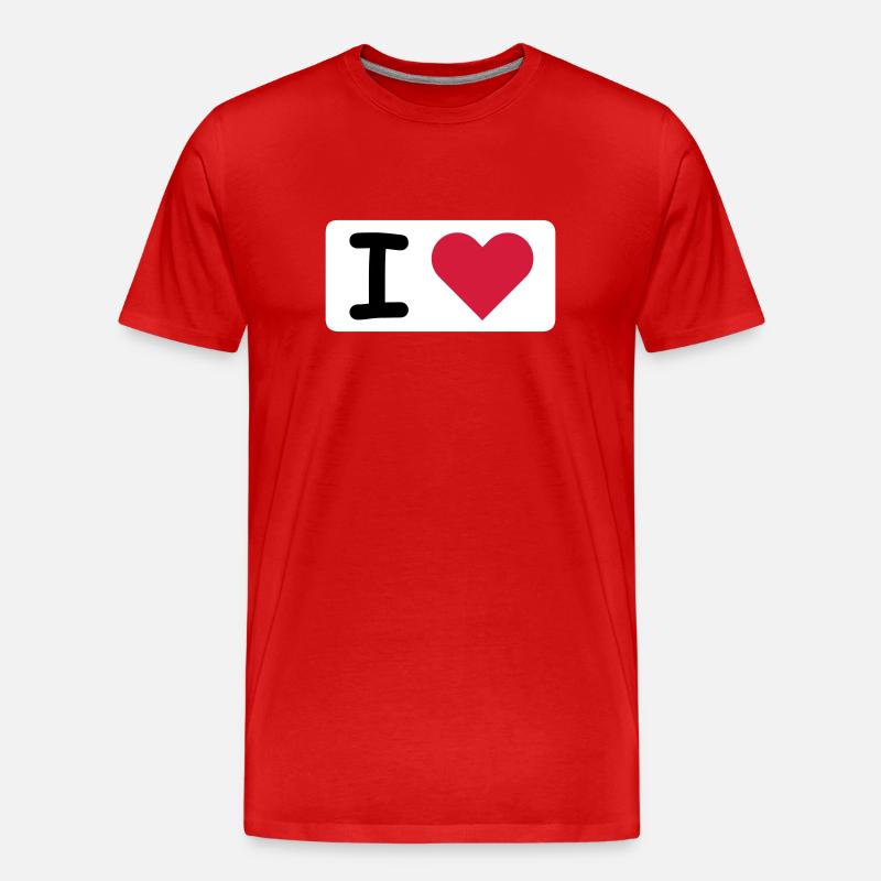 I LOVE - Männer Premium Bio T-Shirt - Rot