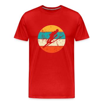 Vintage Retro Skispringer Skispringen - Männer Premium Bio T-Shirt - Rot - Vorne - Damien (186cm)