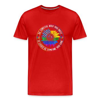 LGBTQ Gender Queer Liebe Regenbogen CSD - Männer Premium Bio T-Shirt - Rot - Vorne - Damien (186cm)