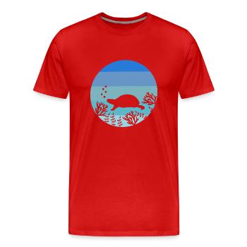 Zoo Animal Lovers Ocean Animal Retro Turtle - Men's Premium Organic T-Shirt - red - Front - Damien (186cm)