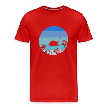 Sea Creatures Ocean Animal Gift Turtle - Men's Premium Organic T-Shirt - red - Front - Damien (186cm)