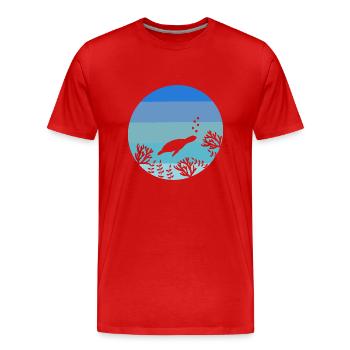Amoureux des animaux Créatures de la mer Tortue rétro - T-shirt bio Premium Homme - rouge - Devant - Damien (186cm)