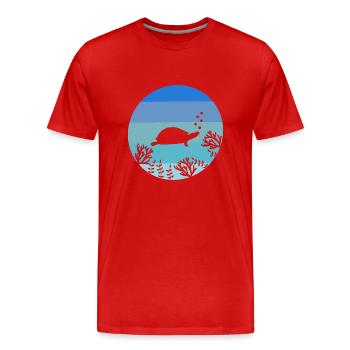 Sea Turtle Ocean Animal Retro Turtle - Men's Premium Organic T-Shirt - red - Front - Damien (186cm)