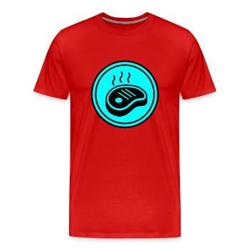 Cercle d’icônes de steak - T-shirt bio Premium Homme - rouge - Devant - Damien (186cm)