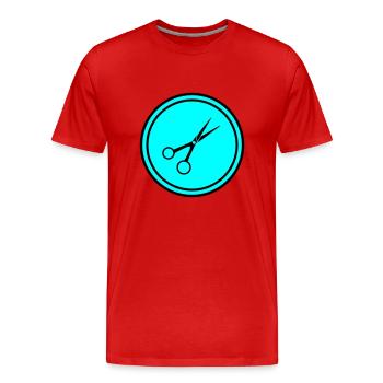 Ciseaux Barbier Cercle - T-shirt bio Premium Homme - rouge - Devant - Damien (186cm)