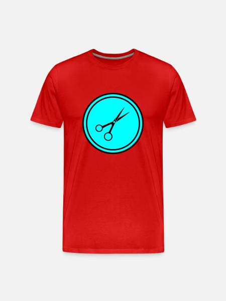 Schere Barber Kreis - Männer Premium Bio T-Shirt - Rot