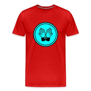 cercle de prière des mains - T-shirt bio Premium Homme - rouge - Devant - Damien (186cm)