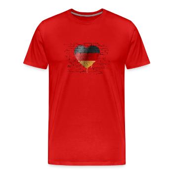 Allemagne Drapeau allemand Drapeau allemand Utilisé Regarder à la maison - T-shirt bio Premium Homme - rouge - Devant - Damien (186cm)