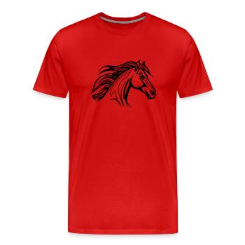 Cheval robuste à crinière étalon équestre - T-shirt bio Premium Homme - rouge - Devant - Damien (186cm)
