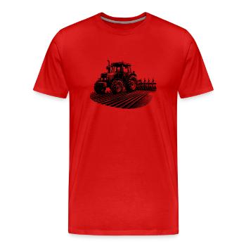 Landmaschinen Traktor Feld Schlepper Feldarbeit - Männer Premium Bio T-Shirt - Rot - Vorne - Damien (186cm)