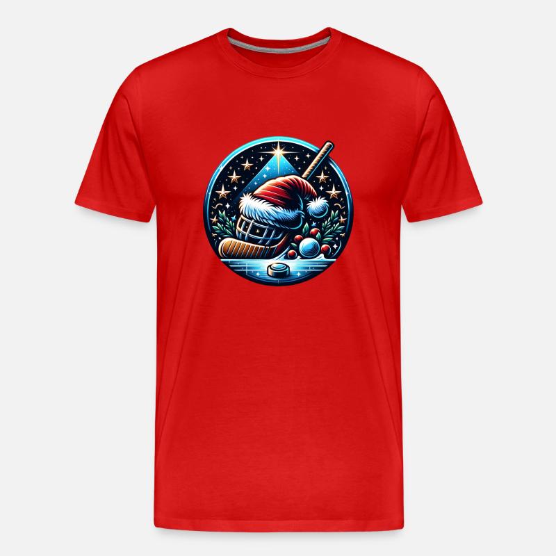 EishockeySpieler Winter - Männer Premium Bio T-Shirt - Rot
