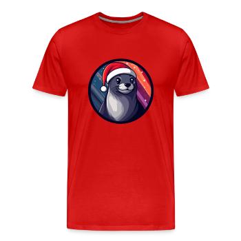 Seal Animal Christmas Animal - Men's Premium Organic T-Shirt - red - Front - Damien (186cm)