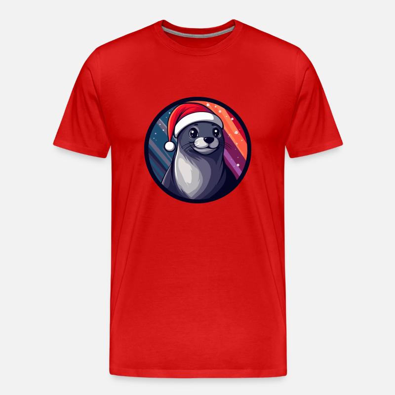 Robbe Tier Weihnachten Tier - Männer Premium Bio T-Shirt - Rot