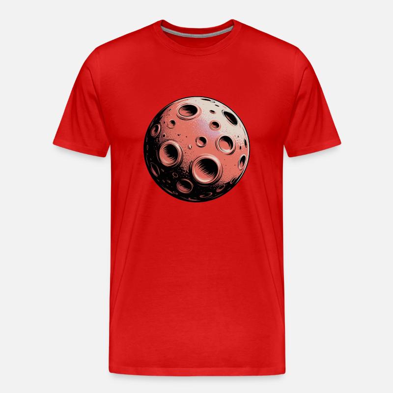 Planet mit Kratern Sci-Fi Motiv - Männer Premium Bio T-Shirt - Rot
