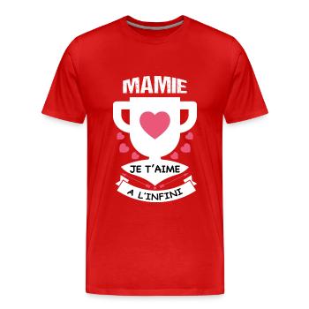 Mamie je t'aime à l'infini - T-shirt bio Premium Homme - rouge - Devant - Damien (186cm)