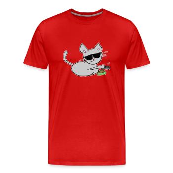 cat food chill relax animal symbol TV - Men's Premium Organic T-Shirt - red - Front - Damien (186cm)