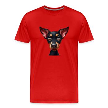 Charmant portrait de doberman - T-shirt bio Premium Homme - rouge - Devant - Damien (186cm)