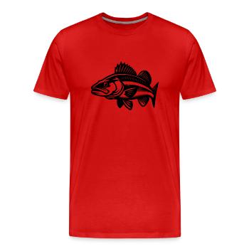 Schwimmender Zander Fisch - Männer Premium Bio T-Shirt - Rot - Vorne - Damien (186cm)