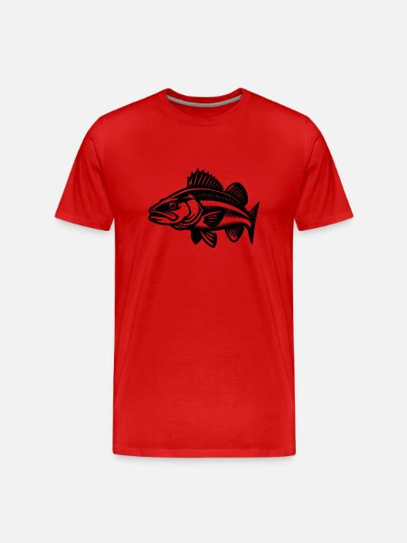 Schwimmender Zander Fisch - Männer Premium Bio T-Shirt - Rot