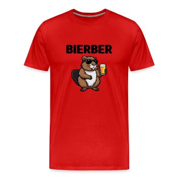 Bierber Biber Bier trinken Sommer Party feiern - Männer Premium Bio T-Shirt - Rot - Vorne - Damien (186cm)