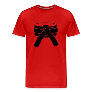 ceinture - T-shirt bio Premium Homme - rouge - Devant - Damien (186cm)