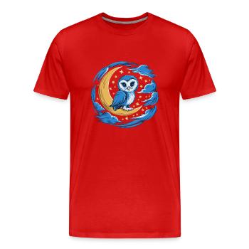 Eule Mond Sterne Nachthimmel - Männer Premium Bio T-Shirt - Rot - Vorne - Damien (186cm)