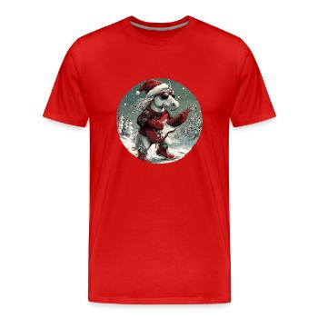 Cheval Noël Guitare Rocker - T-shirt bio Premium Homme - rouge - Devant - Damien (186cm)
