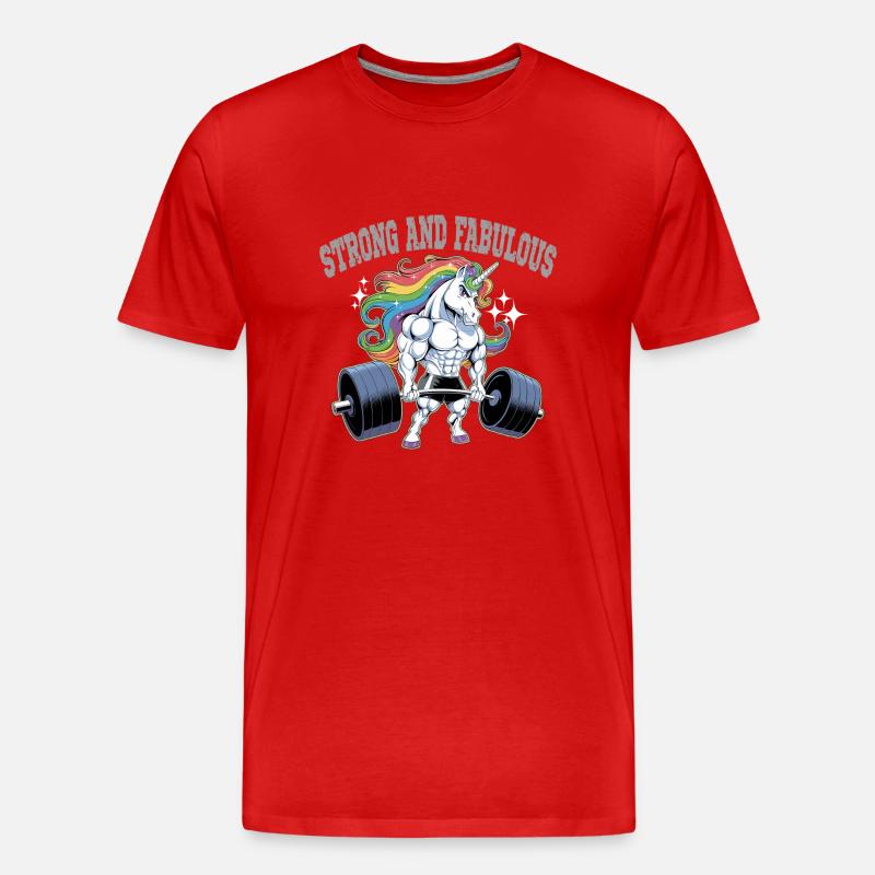 Unicorn Power - Männer Premium Bio T-Shirt - Rot