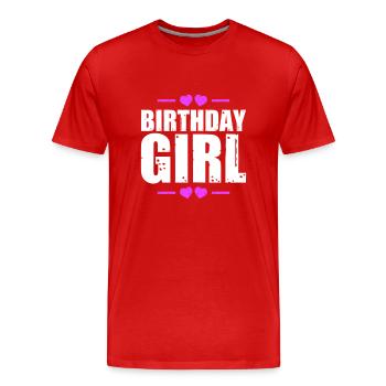 fille d’anniversaire disant - T-shirt bio Premium Homme - rouge - Devant - Damien (186cm)