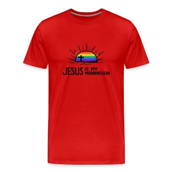 jesus christ rainbow jesusfreak salvation army - Men's Premium Organic T-Shirt - red - Front - Damien (186cm)