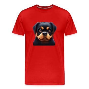 Playful Rottweiler Design - Men's Premium Organic T-Shirt - red - Front - Damien (186cm)